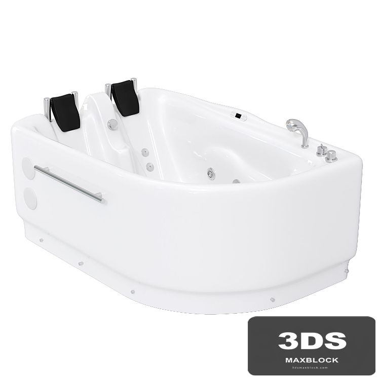 Right Corner Acrylic White Whirlpool Bathtub for Two