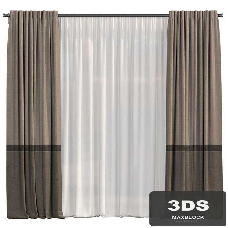 Curtains with tulle in three colors