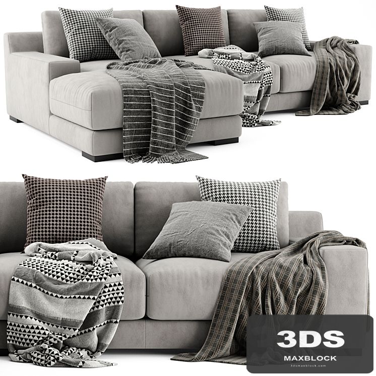 West Elm Dalton Chaise Longue Sofa