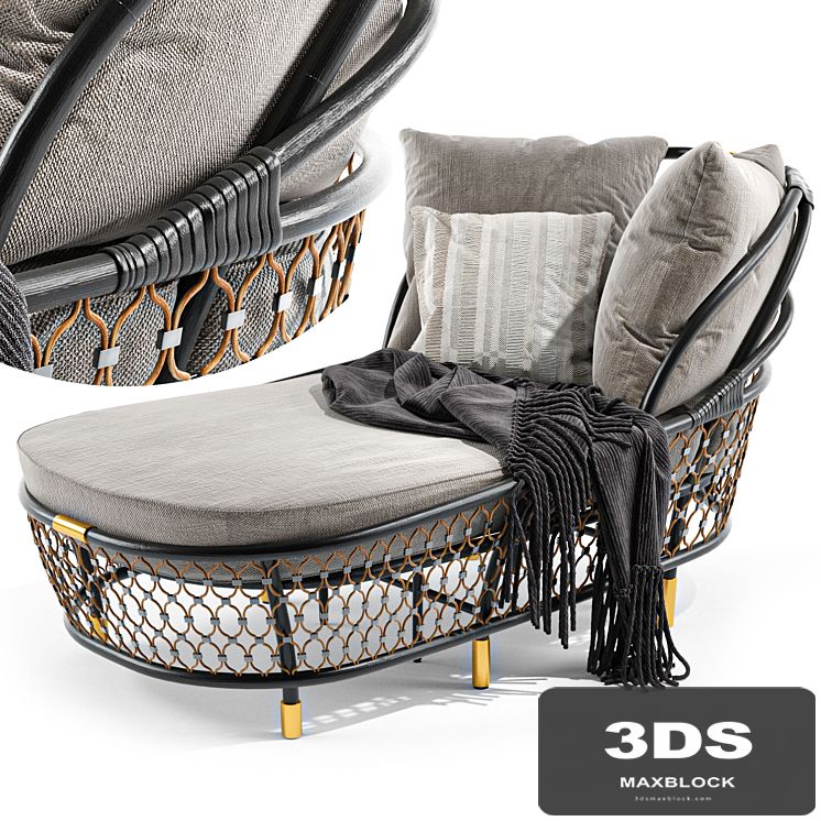 Rattan sun lounger By visionnaire