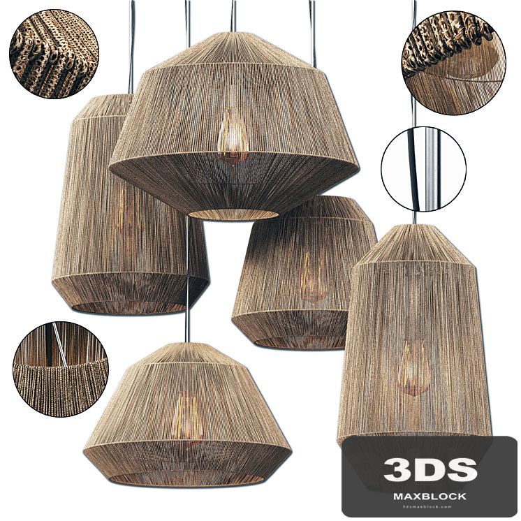 Lamp barrel rope n10 / Chandelier barrel made of ropes No. 10