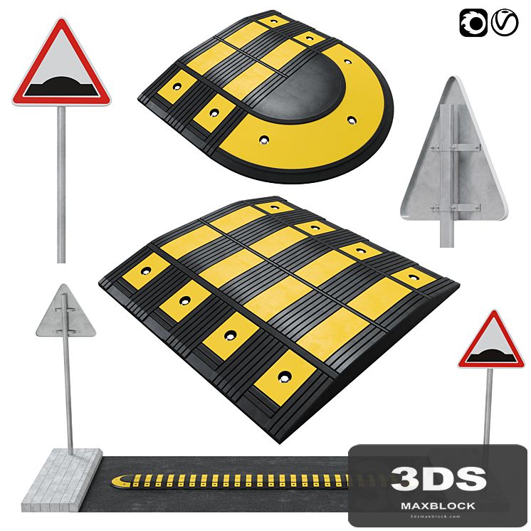 Speed bump with sign