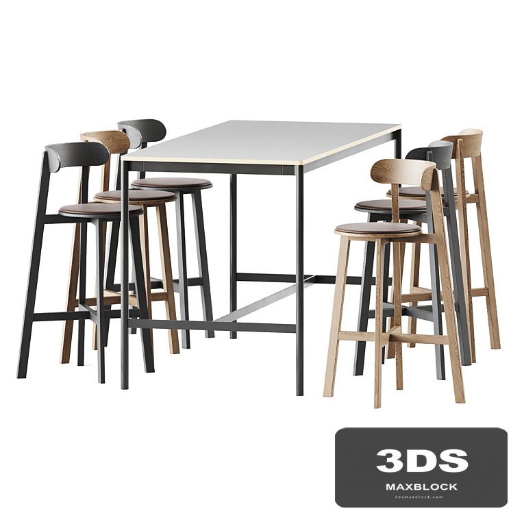 Base Table High Muuto and Roda Bar Stool by Branca Lisboa