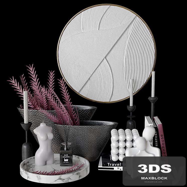 Decorative set with bas-relief
