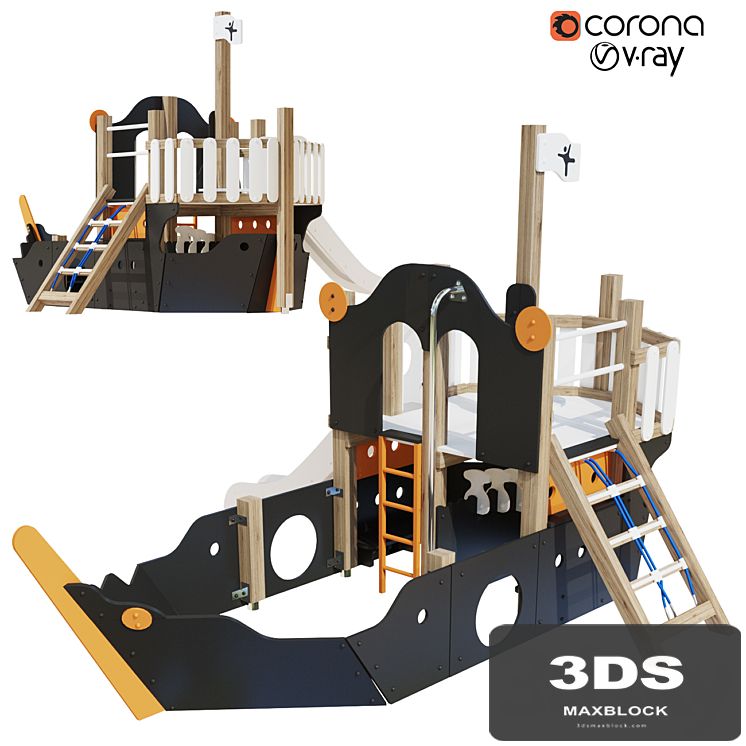 Childrens playground "Pirate ship" color set