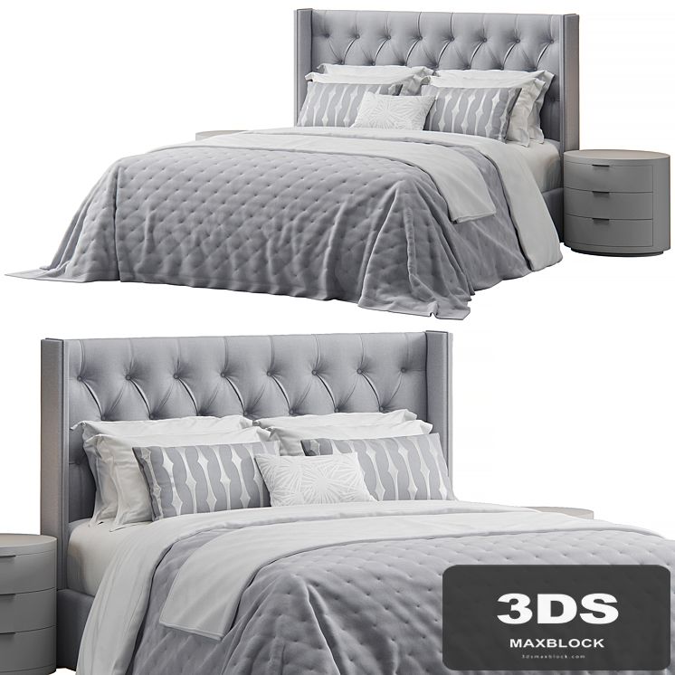 Queen tufted wing headboard bed