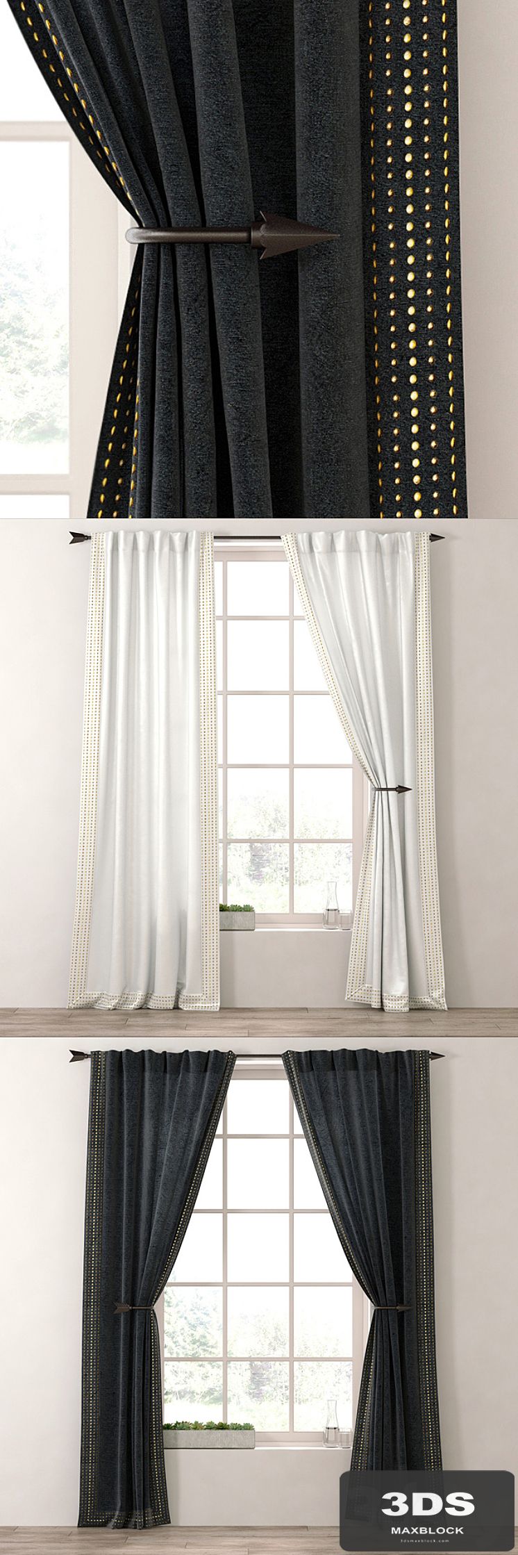 RH / STUDDED BORDER COTTON DRAPERY PANEL