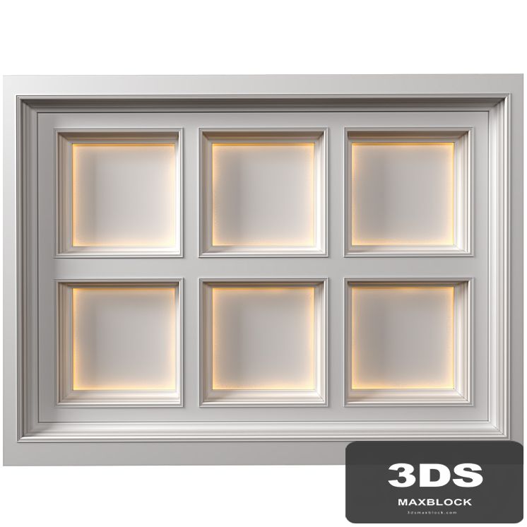 Modern coffered illuminated ceiling Art Deco style