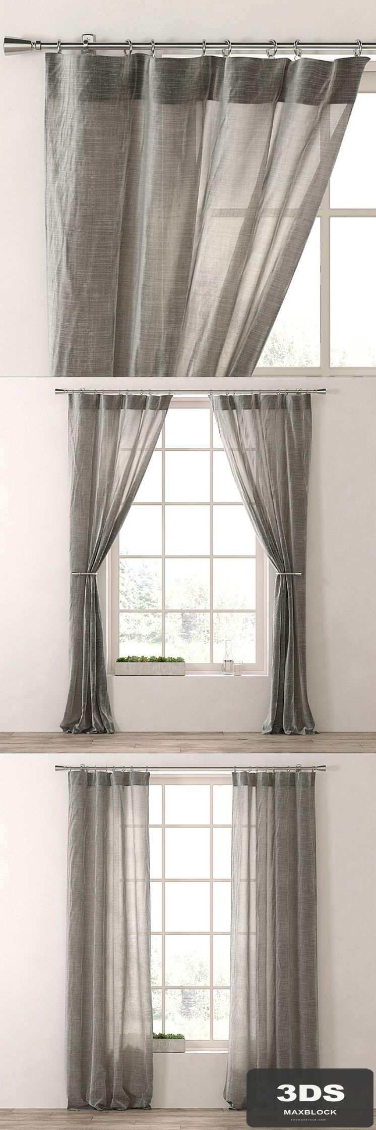 RH / METALLIC OPAQUE LINEN DRAPERY PANEL