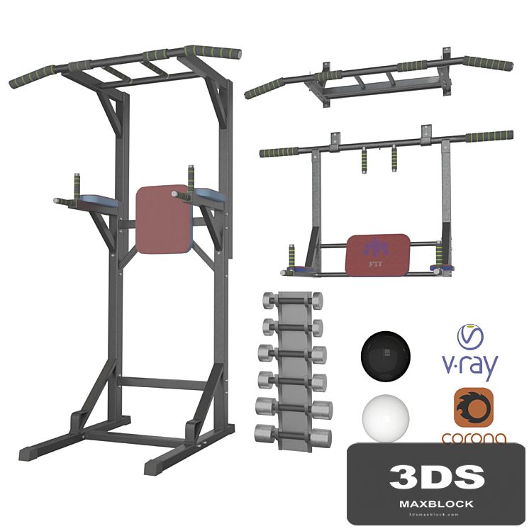 Wall horizontal bar, horizontal bar 3 in 1 and Dumbbells