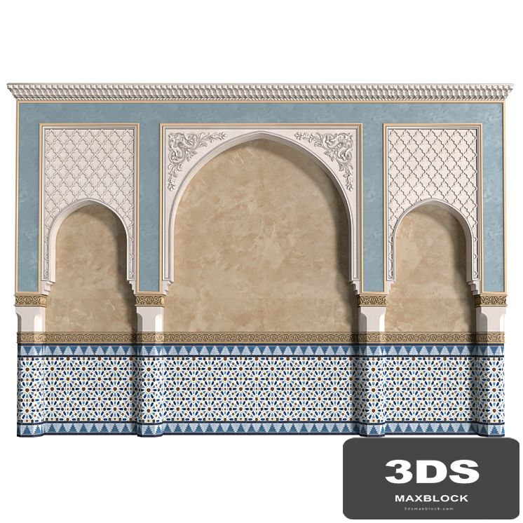 Arch in oriental style. Arab decorative wall. Arabic wall.Oriental Wall paneling