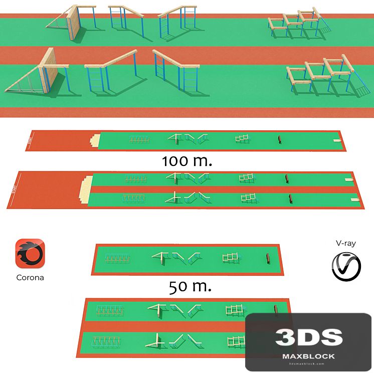 Obstacle course with rubber crumb coating