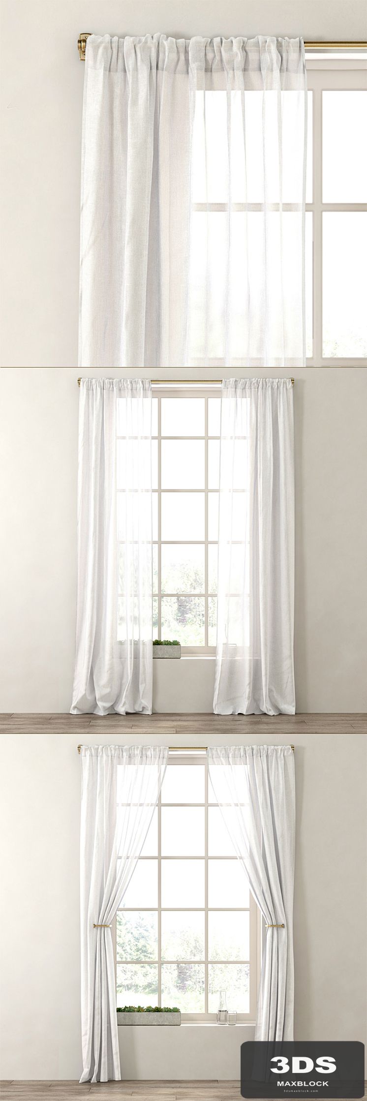 RH / METALLIC SHEER LINEN DRAPERY PANEL