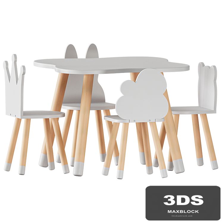 FUN Wooden Kids Table and Chairs Set