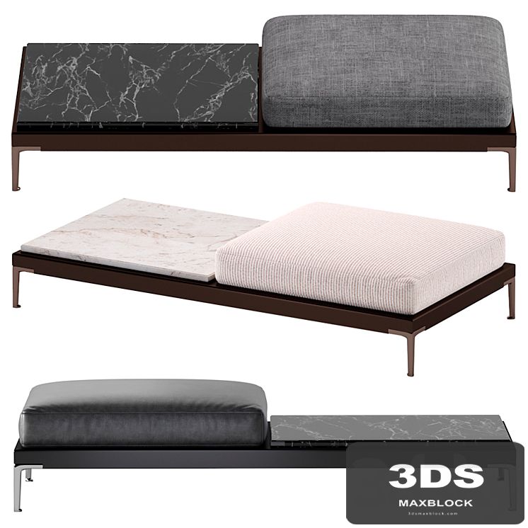 Minotti Patio Pouf 180 cm Fabric and Leather