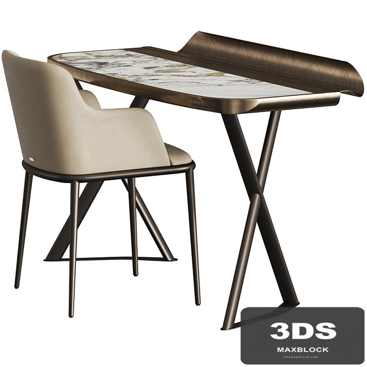 Cattelan Italia Cocoon Keramik Desk and Magda Ml Armchair