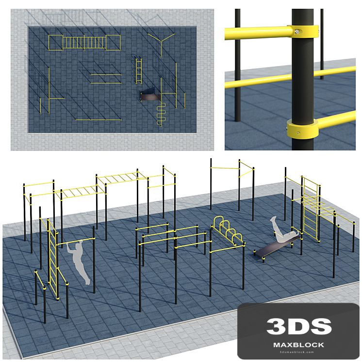Sports ground with pull up bars. Playground