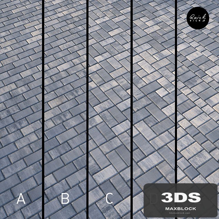 Set of 5 materials of colorful paving stones