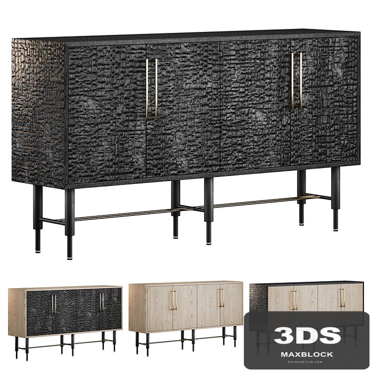 Charred wood chest of drawers