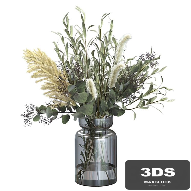 Bouquet of olive with pennisetum and pampas grass