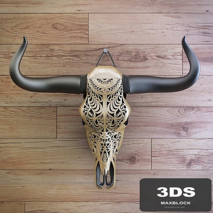 Carved cow skull