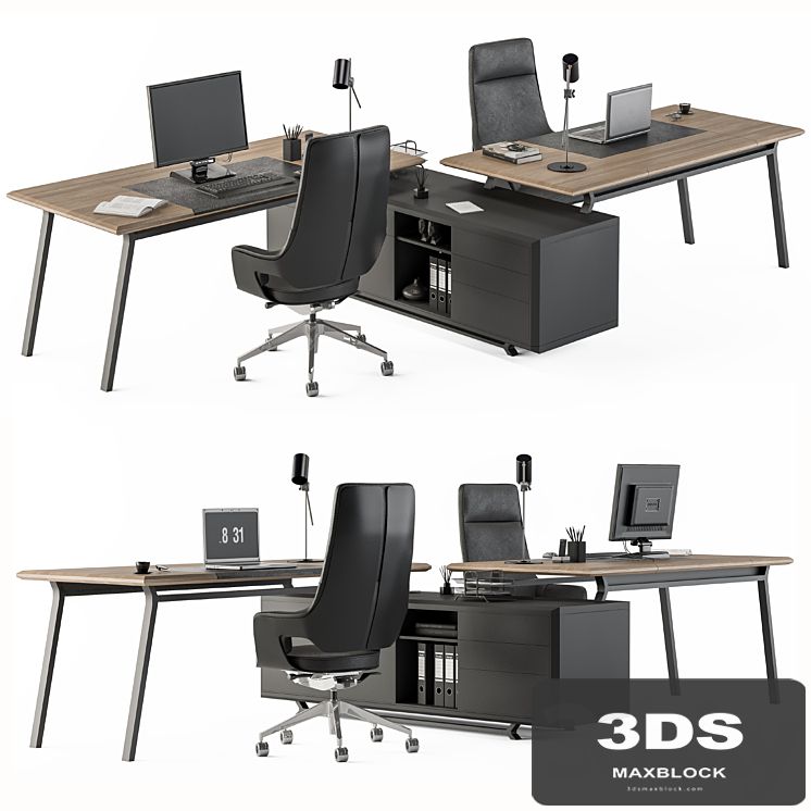 Employee Set Wood and Black - Office Furniture 270