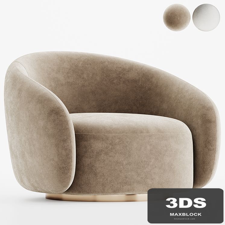 EICHHOLTZ Swivel Armchair BRICE Boucle Cream
