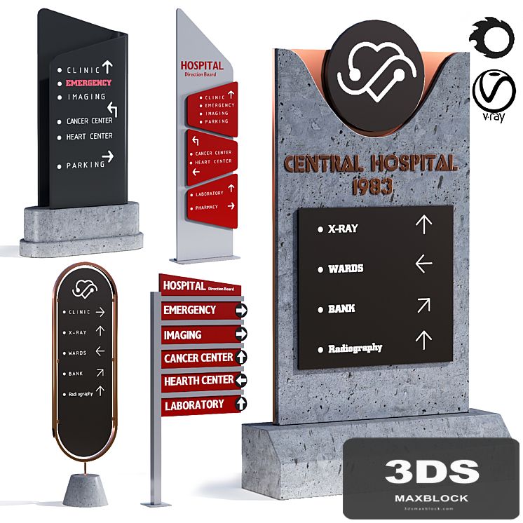 3d model of hospital information board for exterior
