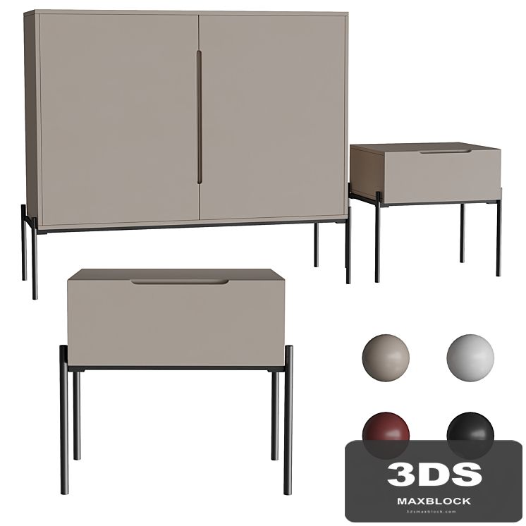 Bedside table and chest of drawers Flow