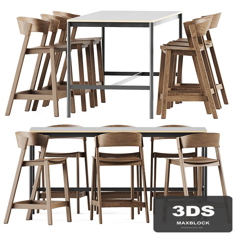 Muuto Base Table High and Muuto Cover Counter Stool