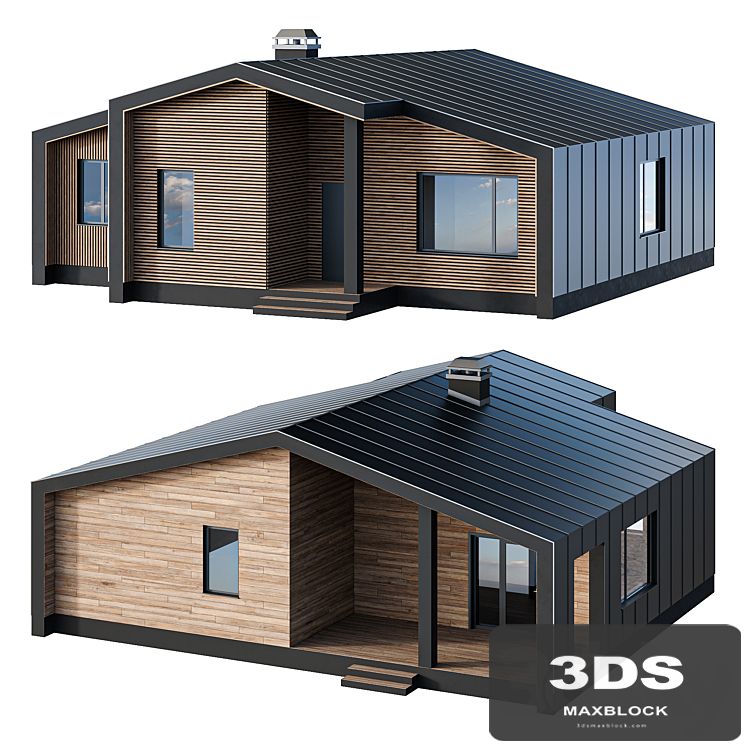 One-story barnhouse in two facade finishes