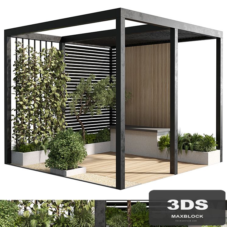 Landscape Furniture with Pergola and Roof garden 07 corona