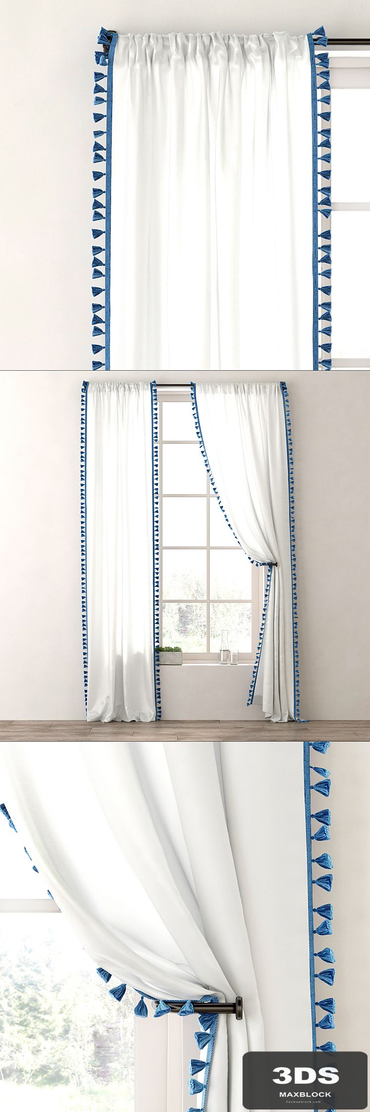 RH / TASSEL-TRIMMED VOILE DRAPERY PANEL