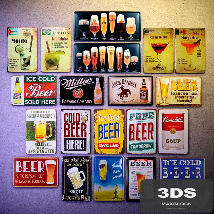 Metal decorative plate - a collection №2. Alcohol