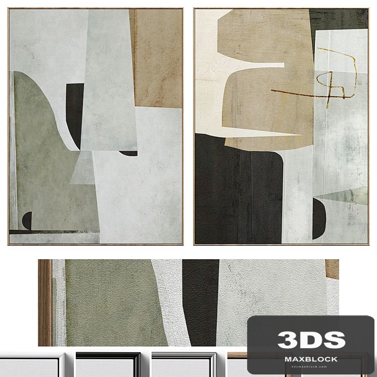 Large Mid-Century Abstract Neutral Wall Art C-410