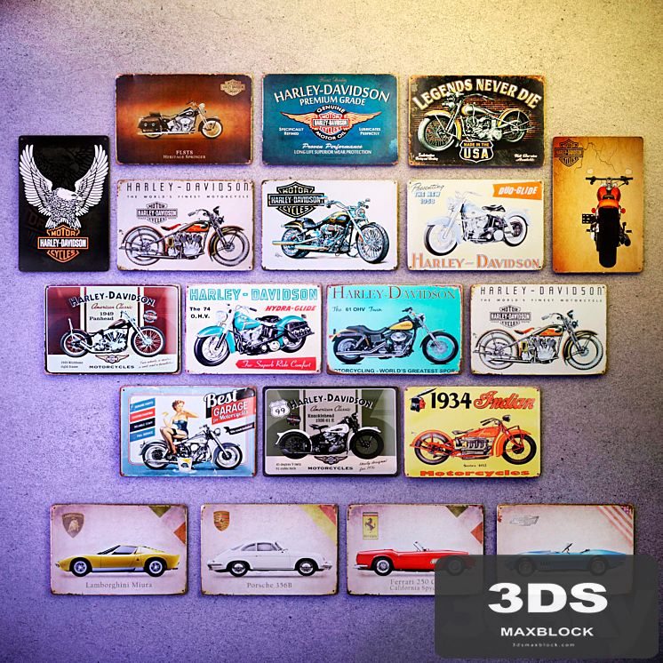 Metal decorative plate - a collection №4. Auto-Moto