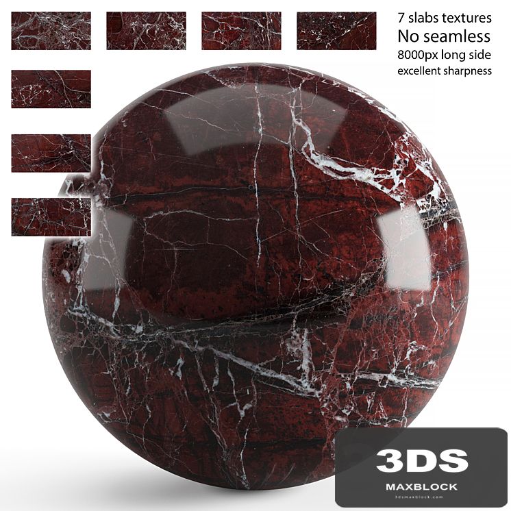 Red marble. 7 textures at 8k