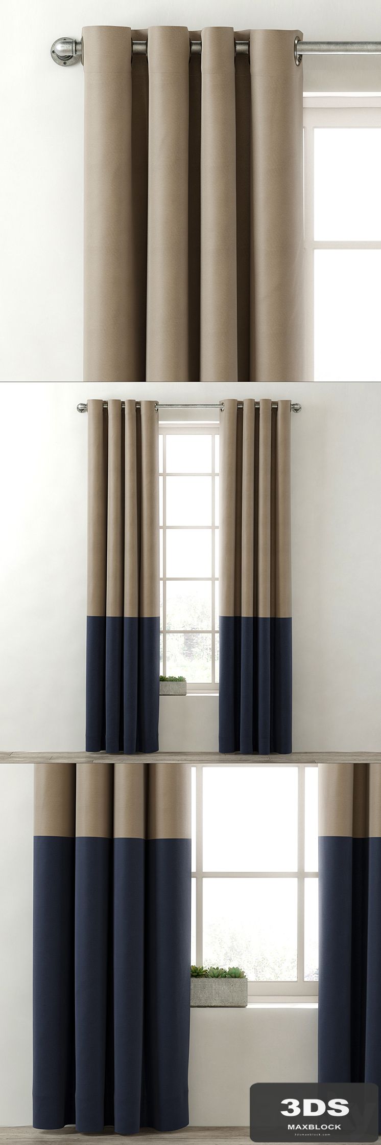 RH / COLORBLOCK COTTON CANVAS DRAPERY PANEL