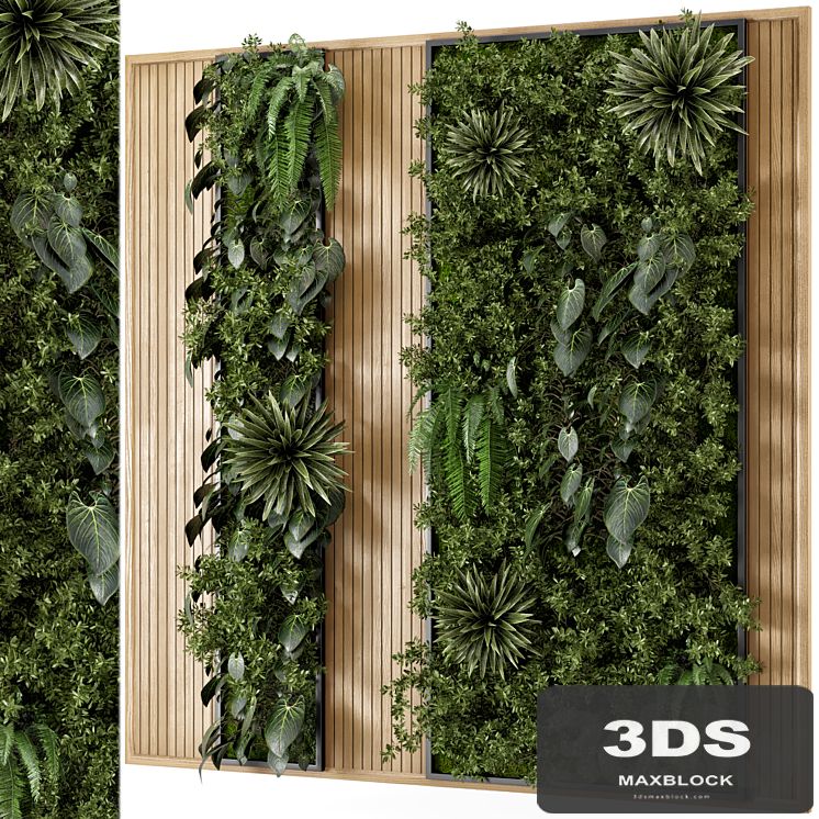 Indoor Wall Vertical Garden in Wooden Base - Set 536