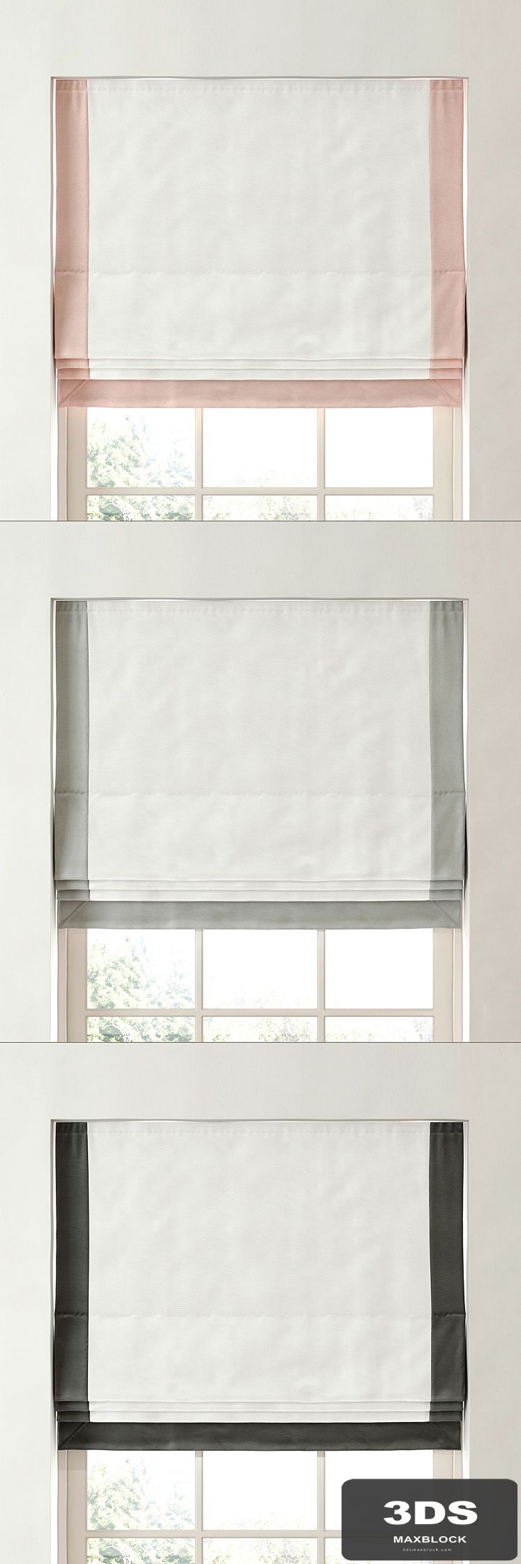 RH / BORDERED COTTON CANVAS CORDLESS ROMAN SHADE