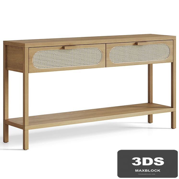 Classic Rattan and Wood Console