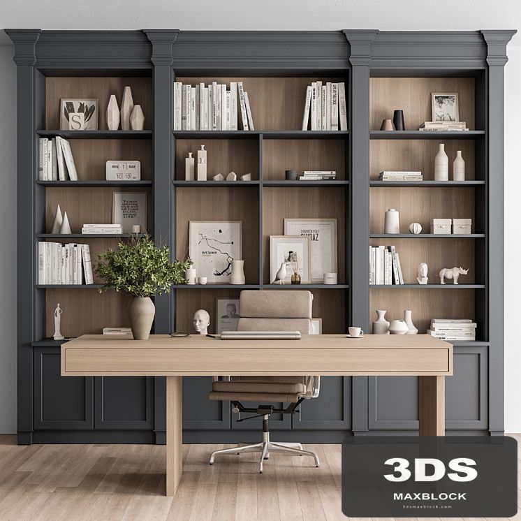 Classic Boss Desk and Library Set - Office Furniture 283