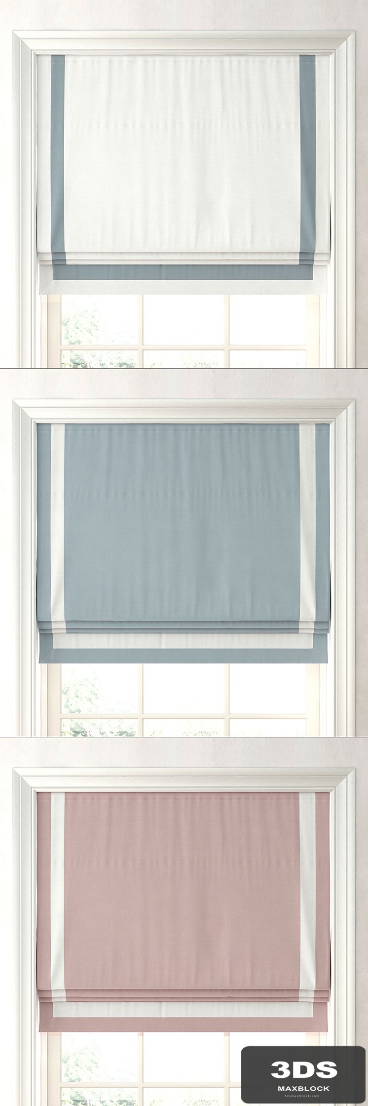 RH / APPLIQUED FRAME COTTON CANVAS ROMAN SHADE