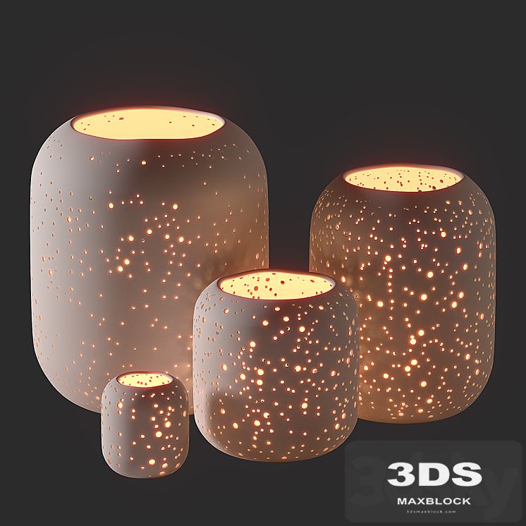 WestElm Pierced Constellation Ceramic Candleholders