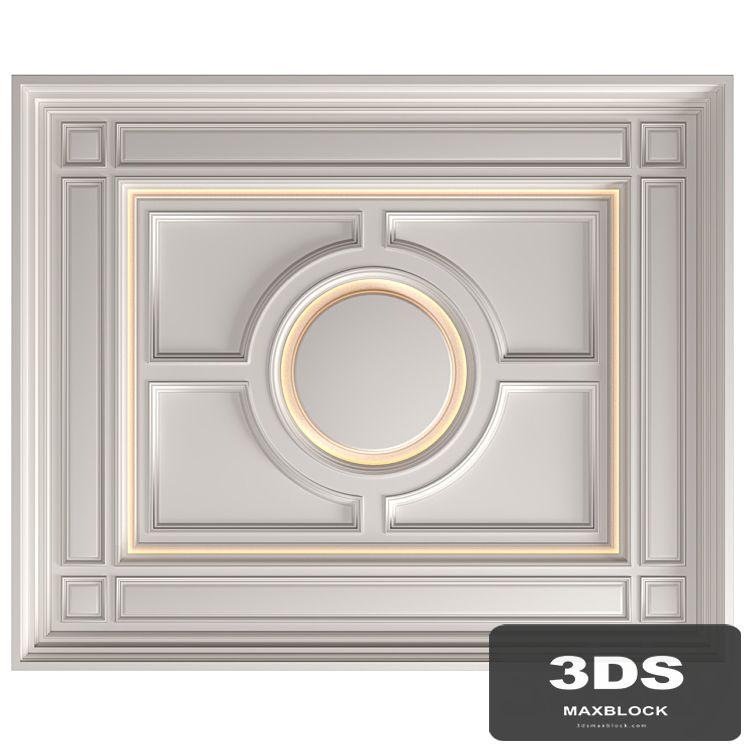 Modern coffered illuminated ceiling set Art Deco style