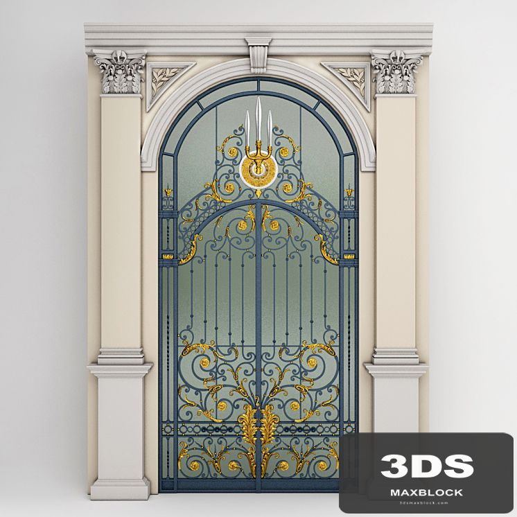 Chakri Maha Prasat Wrought Iron Entrance Door &amp; Column