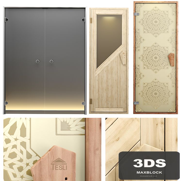A set of doors for baths, saunas and hammam
