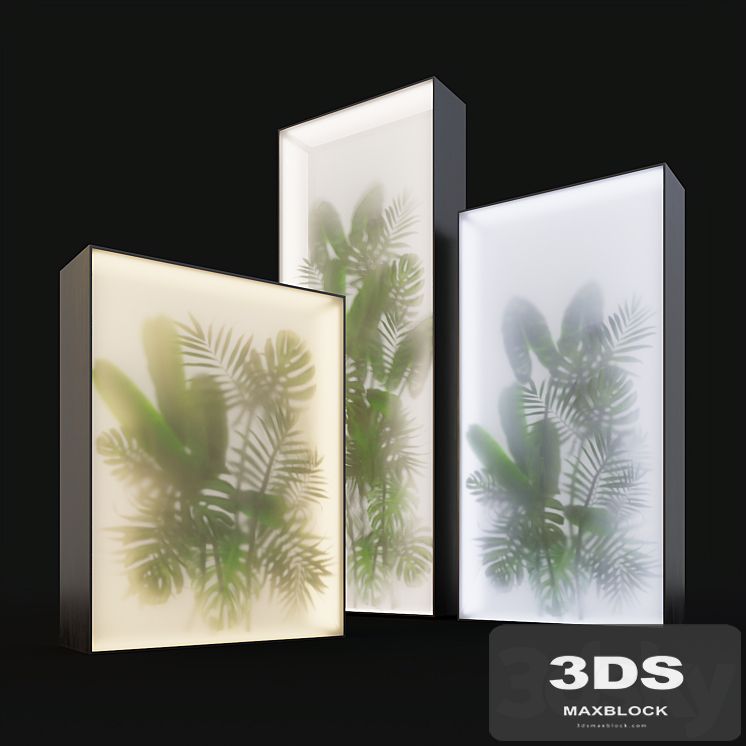 Light box with tropical leaves