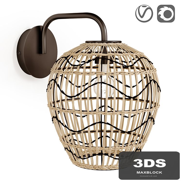 Martaban metal and rattan lamp