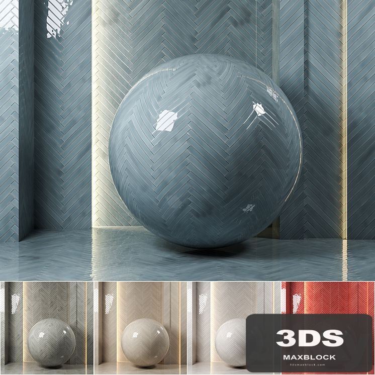 (4k)(5colors)Carolina Polished Ceramic Wall Tiles Set 1-(Seamless, pbr)